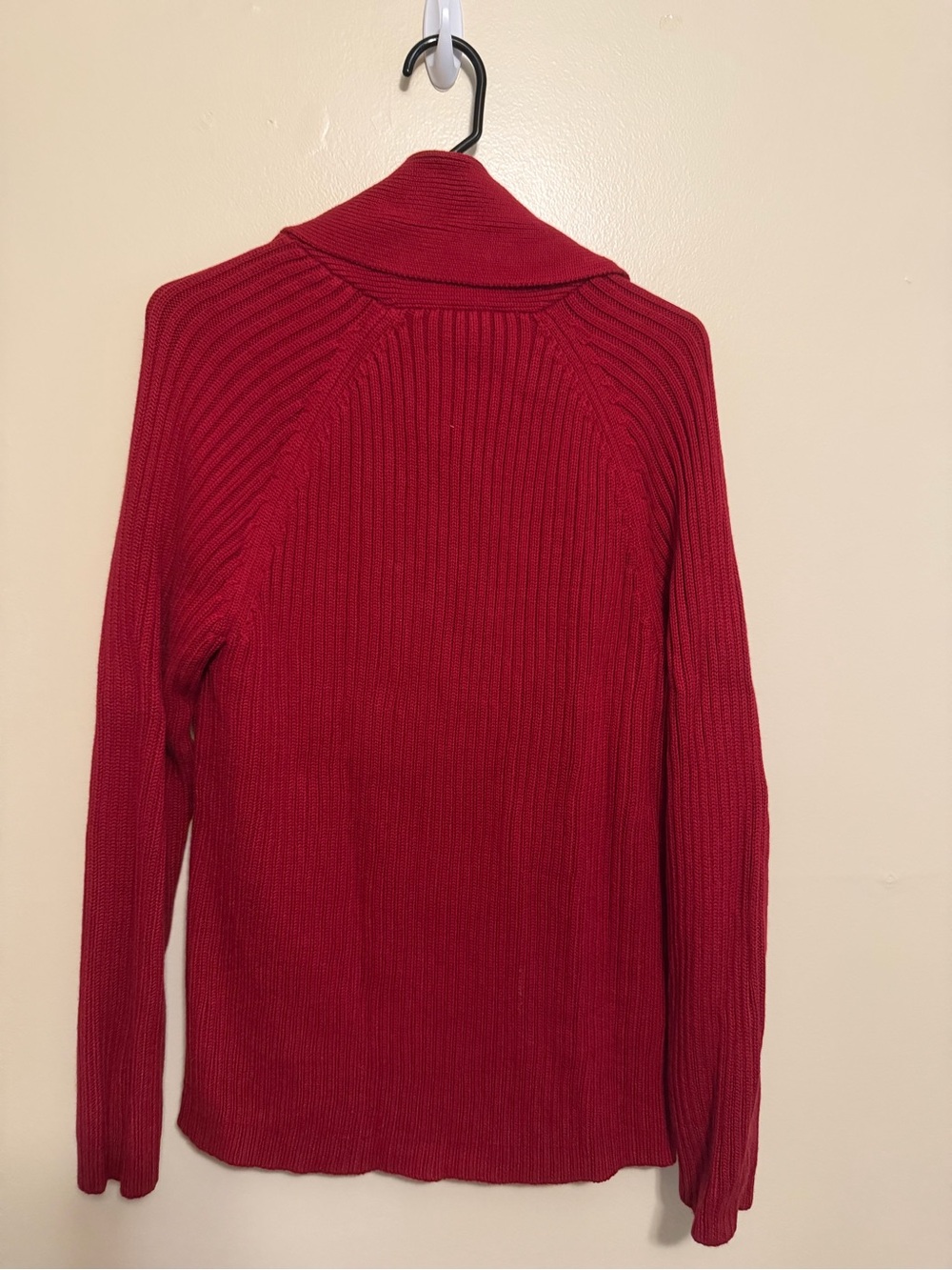 Talbots Crimson Open-Front Ribbed Cardigan - Picture 2 of 3